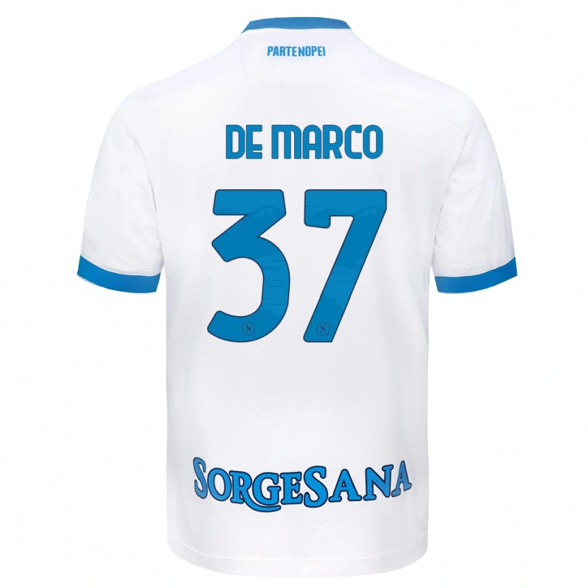 Danxen Kvinder Francesco De Marco #37 Hvid Himmelblå Udebane Spillertrøjer 2026/27 Trøje T-Shirt
