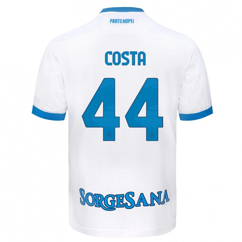 Danxen Kvinder Filippo Costa #44 Hvid Himmelblå Udebane Spillertrøjer 2026/27 Trøje T-Shirt