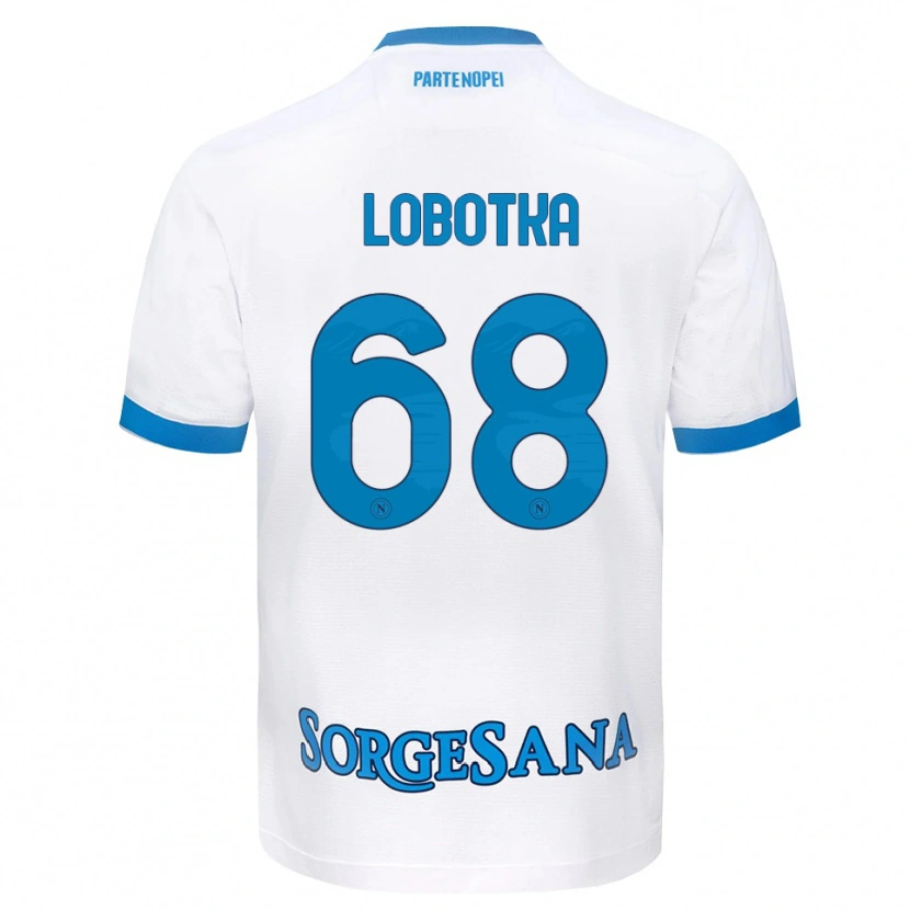 Danxen Kvinder Stanislav Lobotka #68 Hvid Himmelblå Udebane Spillertrøjer 2026/27 Trøje T-Shirt