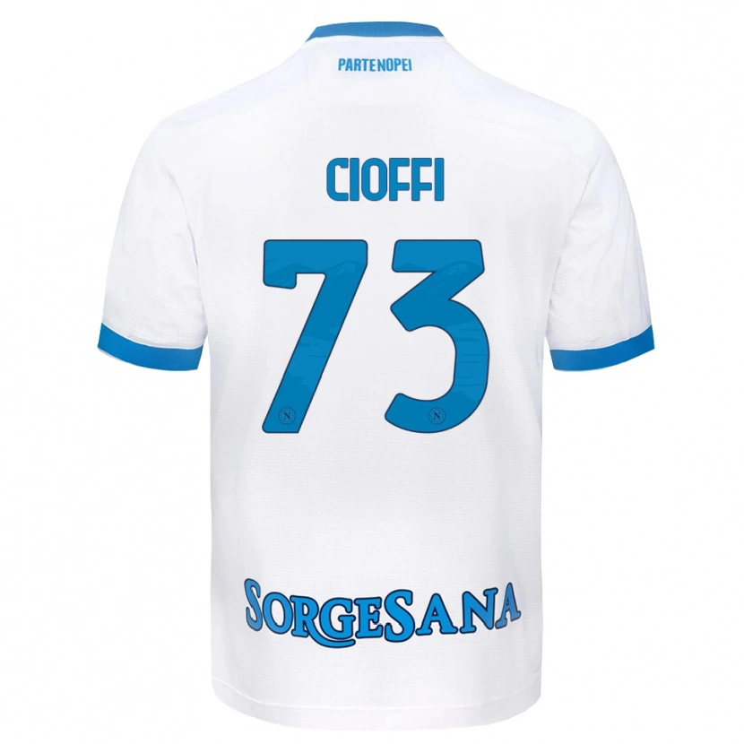 Danxen Kvinder Antonio Cioffi #73 Hvid Himmelblå Udebane Spillertrøjer 2026/27 Trøje T-Shirt