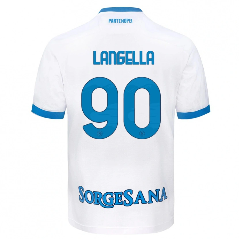 Danxen Kvinder Gabriella Langella #90 Hvid Himmelblå Udebane Spillertrøjer 2026/27 Trøje T-Shirt
