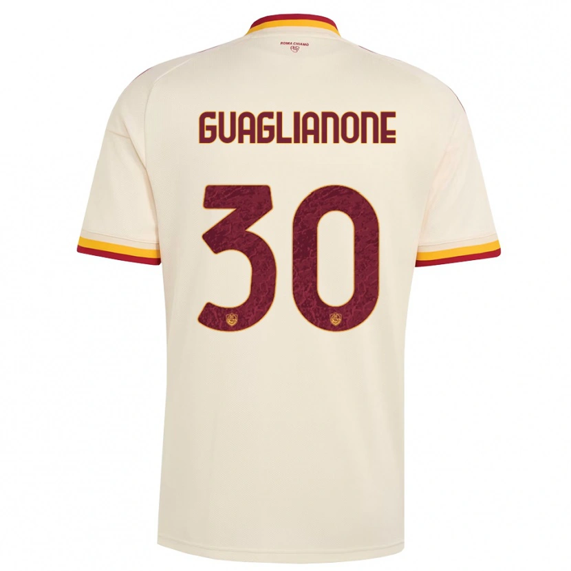 Danxen Kvinder Mattia Guaglianone #30 Champagne Rød Gul Udebane Spillertrøjer 2026/27 Trøje T-Shirt