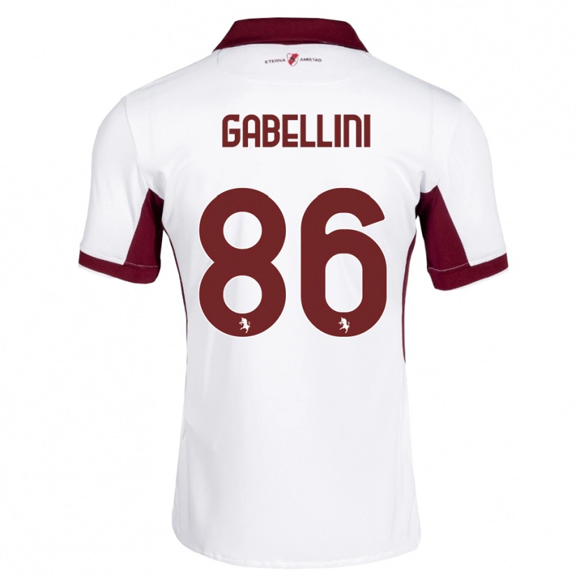Danxen Kvinder Tommaso Gabellini #86 Bordeaux Hvid Rød Udebane Spillertrøjer 2026/27 Trøje T-Shirt