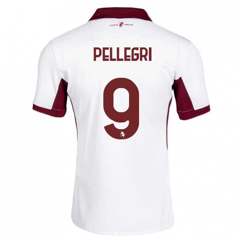 Danxen Kvinder Pietro Pellegri #9 Bordeaux Hvid Rød Udebane Spillertrøjer 2026/27 Trøje T-Shirt