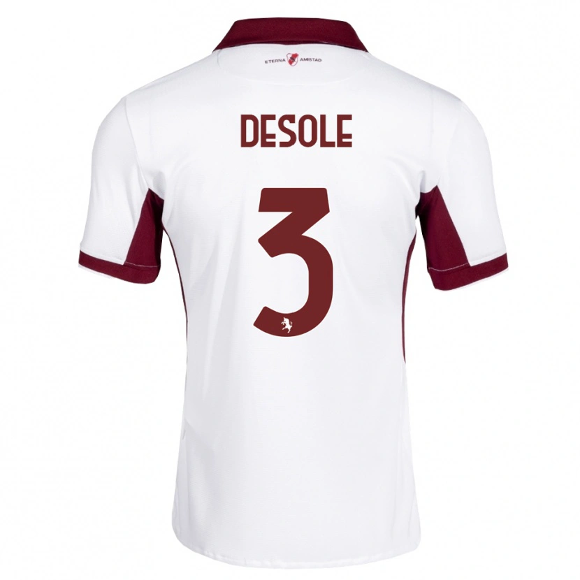 Danxen Kvinder Fabio Desole #3 Bordeaux Hvid Rød Udebane Spillertrøjer 2026/27 Trøje T-Shirt