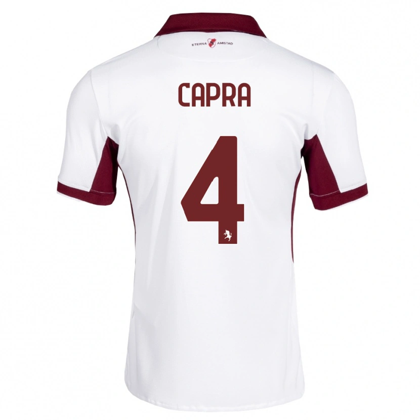 Danxen Kvinder Valentina Capra #4 Bordeaux Hvid Rød Udebane Spillertrøjer 2026/27 Trøje T-Shirt