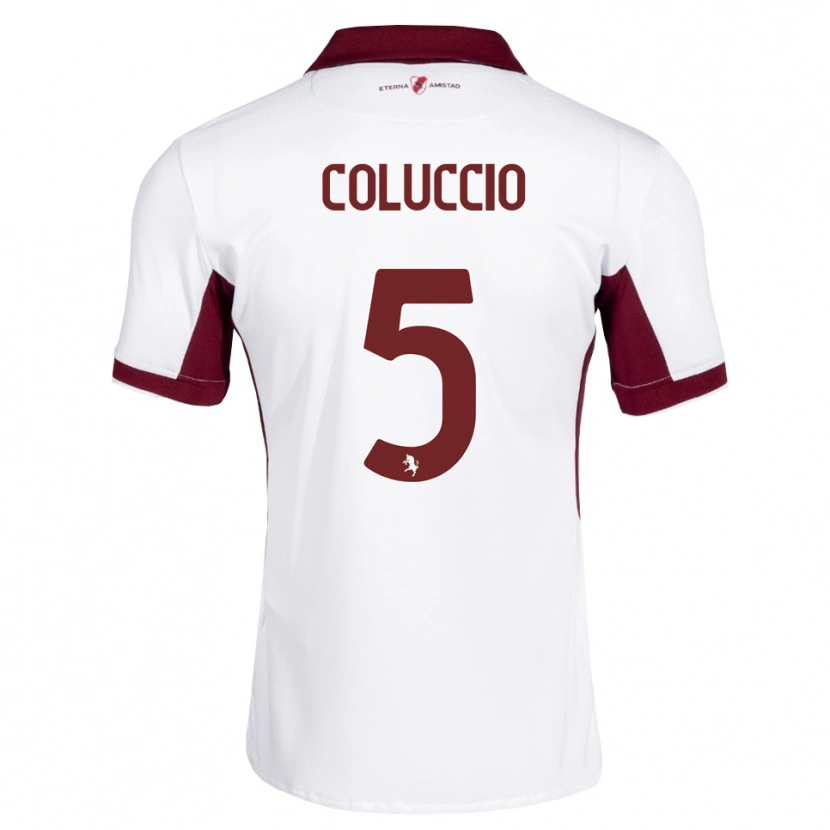 Danxen Kvinder Francesca Coluccio #5 Bordeaux Hvid Rød Udebane Spillertrøjer 2026/27 Trøje T-Shirt