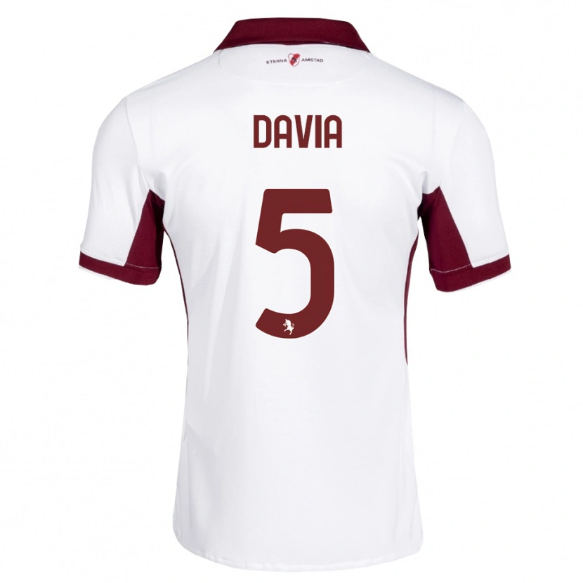Danxen Kvinder Emiliano Davia #5 Bordeaux Hvid Rød Udebane Spillertrøjer 2026/27 Trøje T-Shirt