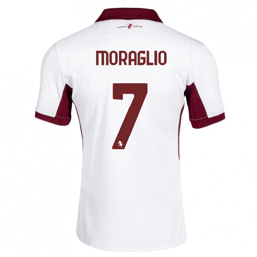 Danxen Kvinder Federico Moraglio #7 Bordeaux Hvid Rød Udebane Spillertrøjer 2026/27 Trøje T-Shirt