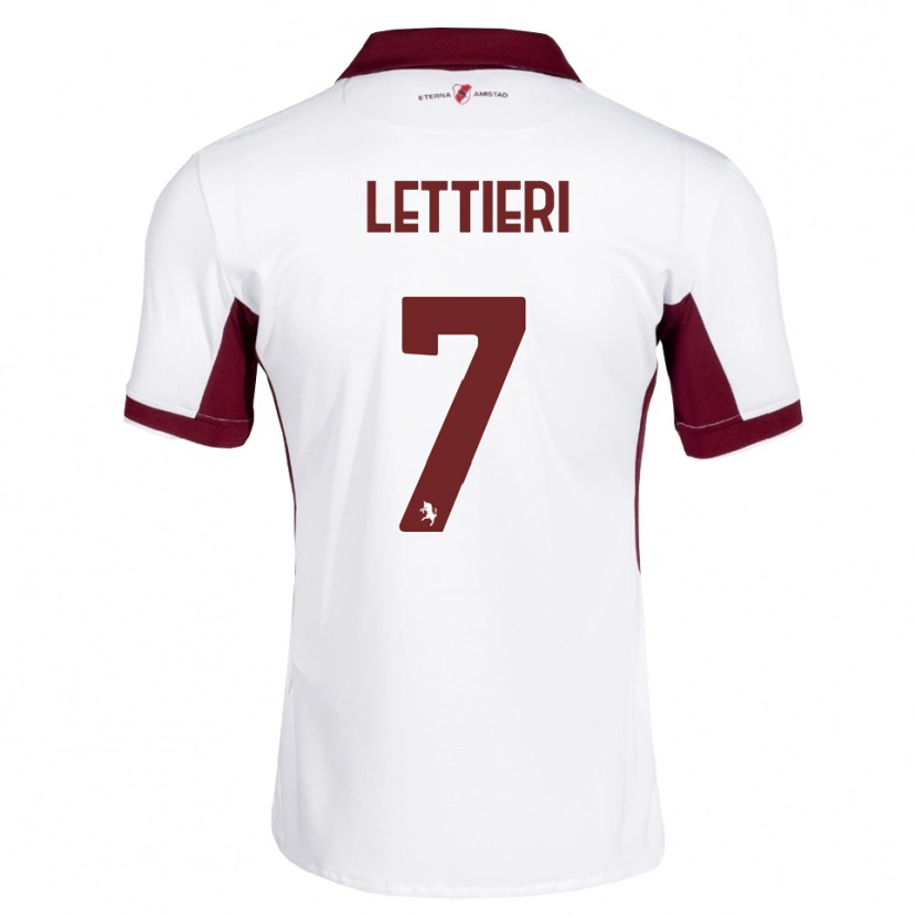 Danxen Kvinder Jessica Lettieri #7 Bordeaux Hvid Rød Udebane Spillertrøjer 2026/27 Trøje T-Shirt