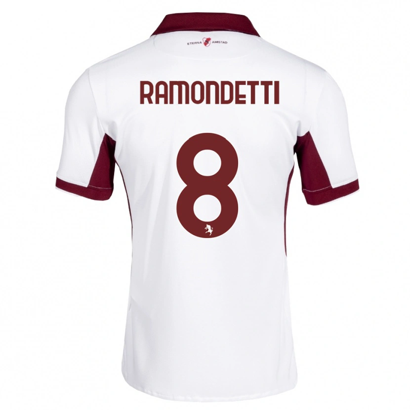 Danxen Kvinder Vittorio Ramondetti #8 Bordeaux Hvid Rød Udebane Spillertrøjer 2026/27 Trøje T-Shirt