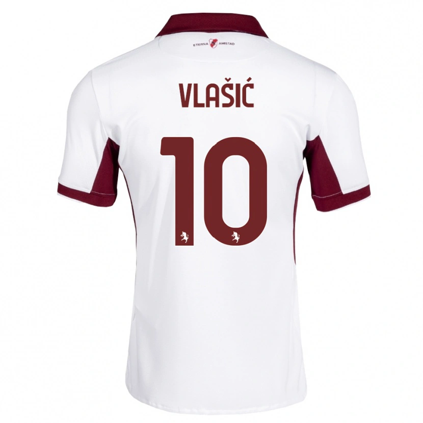 Danxen Kvinder Nikola Vlašić #10 Bordeaux Hvid Rød Udebane Spillertrøjer 2026/27 Trøje T-Shirt