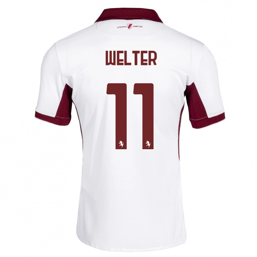 Danxen Kvinder Francesca Welter #11 Bordeaux Hvid Rød Udebane Spillertrøjer 2026/27 Trøje T-Shirt