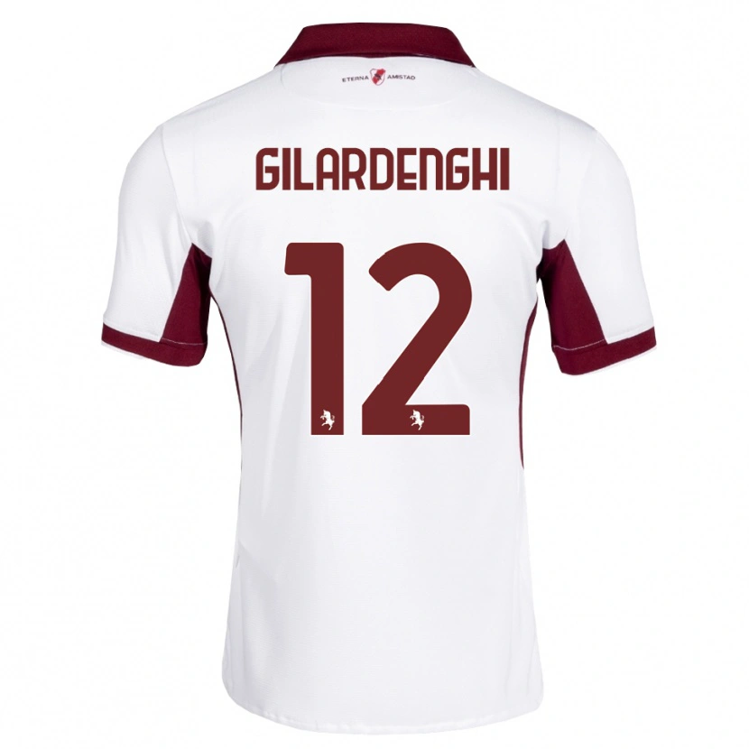 Danxen Kvinder Riccardo Gilardenghi #12 Bordeaux Hvid Rød Udebane Spillertrøjer 2026/27 Trøje T-Shirt