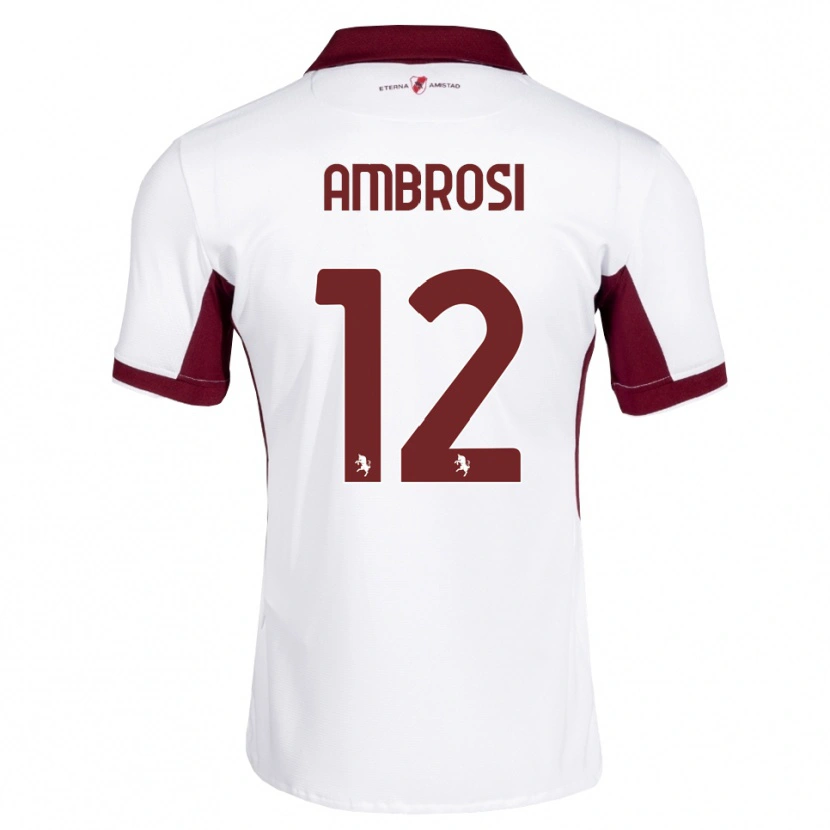 Danxen Kvinder Martina Ambrosi #12 Bordeaux Hvid Rød Udebane Spillertrøjer 2026/27 Trøje T-Shirt