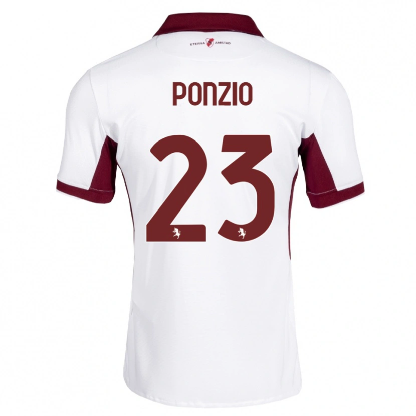 Danxen Kvinder Erika Ponzio #23 Bordeaux Hvid Rød Udebane Spillertrøjer 2026/27 Trøje T-Shirt