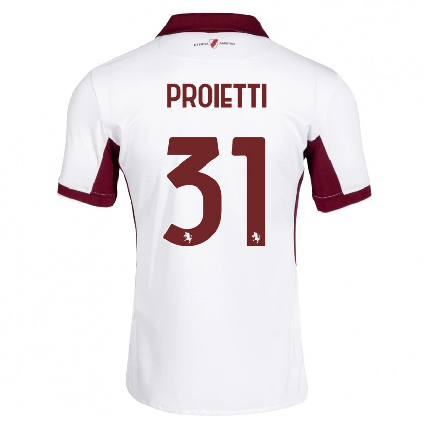 Danxen Kvinder Riccardo Proietti #31 Bordeaux Hvid Rød Udebane Spillertrøjer 2026/27 Trøje T-Shirt