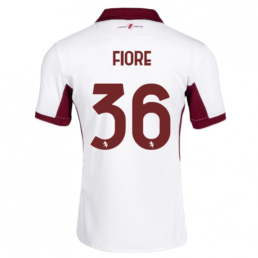 Danxen Kvinder Jean Fiore #36 Bordeaux Hvid Rød Udebane Spillertrøjer 2026/27 Trøje T-Shirt