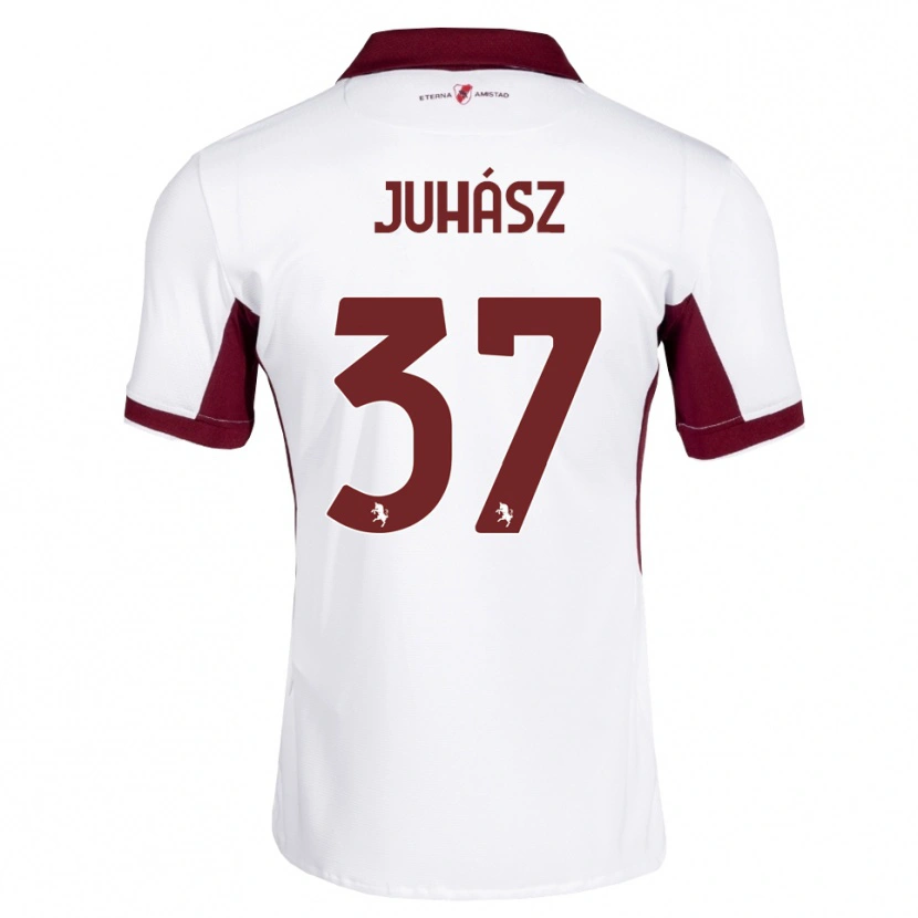Danxen Kvinder Martin Juhász #37 Bordeaux Hvid Rød Udebane Spillertrøjer 2026/27 Trøje T-Shirt