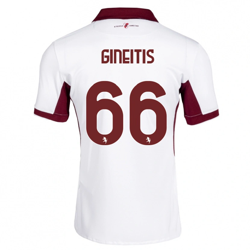 Danxen Kvinder Gvidas Gineitis #66 Bordeaux Hvid Rød Udebane Spillertrøjer 2026/27 Trøje T-Shirt