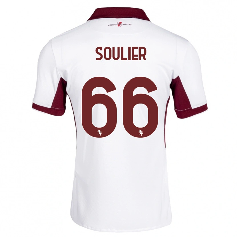Danxen Kvinder Evan Soulier #66 Bordeaux Hvid Rød Udebane Spillertrøjer 2026/27 Trøje T-Shirt