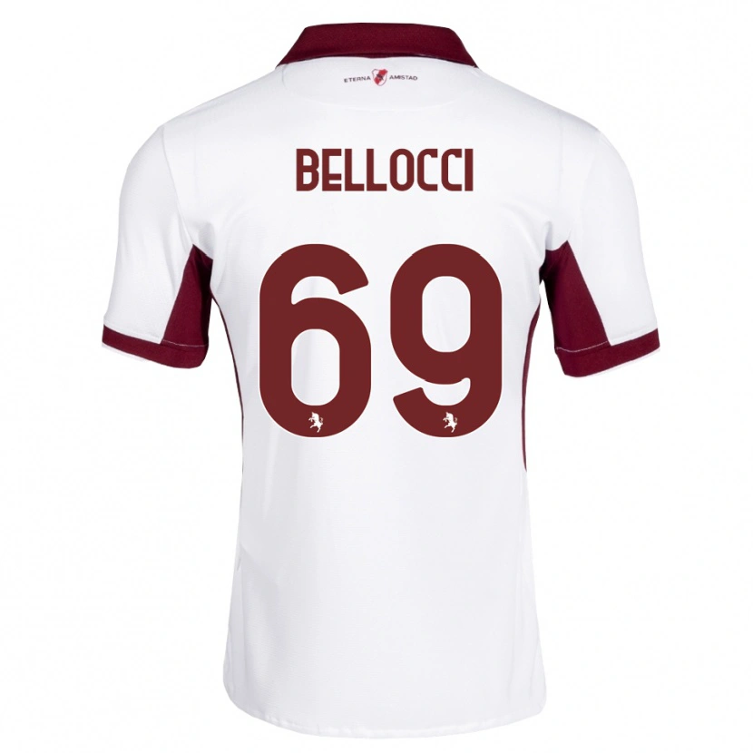 Danxen Kvinder Andrea Bellocci #69 Bordeaux Hvid Rød Udebane Spillertrøjer 2026/27 Trøje T-Shirt