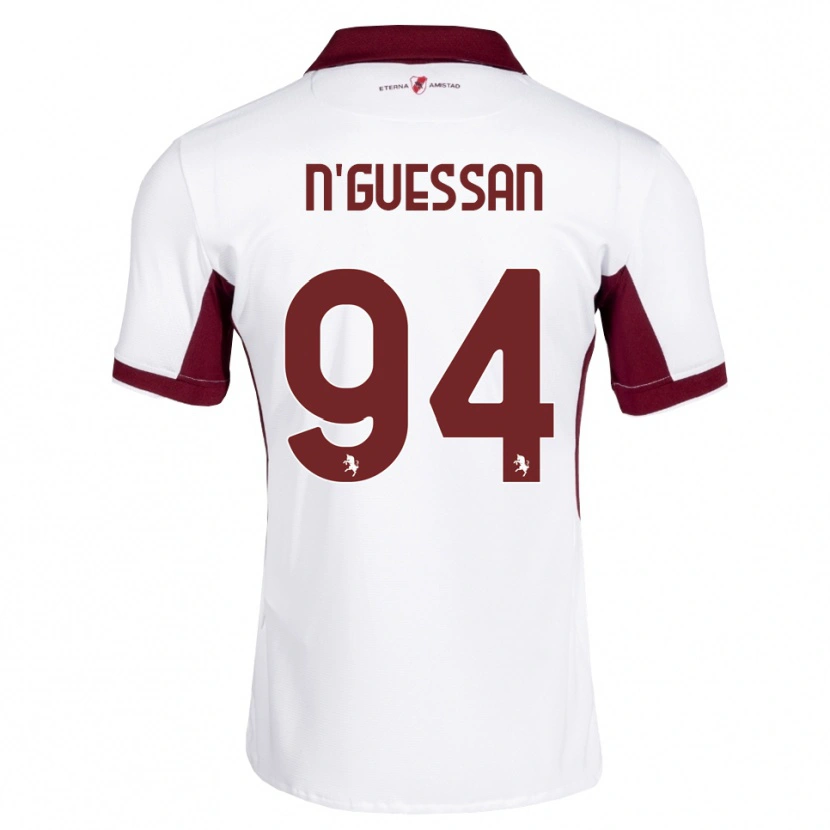 Danxen Kvinder Ange Caumenan N'guessan #94 Bordeaux Hvid Rød Udebane Spillertrøjer 2026/27 Trøje T-Shirt