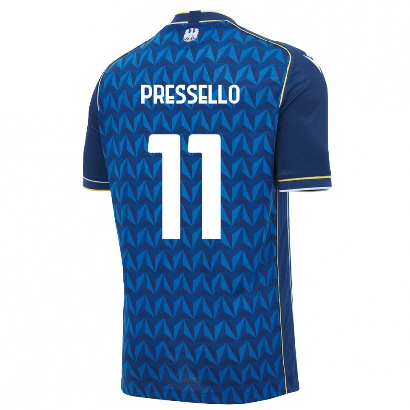 Danxen Kvinder Matteo Pressello #11 Kongelig Blå Hvid Blå Udebane Spillertrøjer 2026/27 Trøje T-Shirt