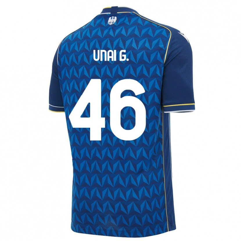 Danxen Kvinder Unai Gómez #46 Kongelig Blå Hvid Blå Udebane Spillertrøjer 2026/27 Trøje T-Shirt