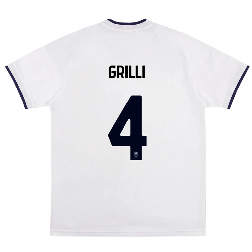 Danxen Kvinder Federico Grilli #4 Hvid Rød Kongelig Blå Udebane Spillertrøjer 2026/27 Trøje T-Shirt