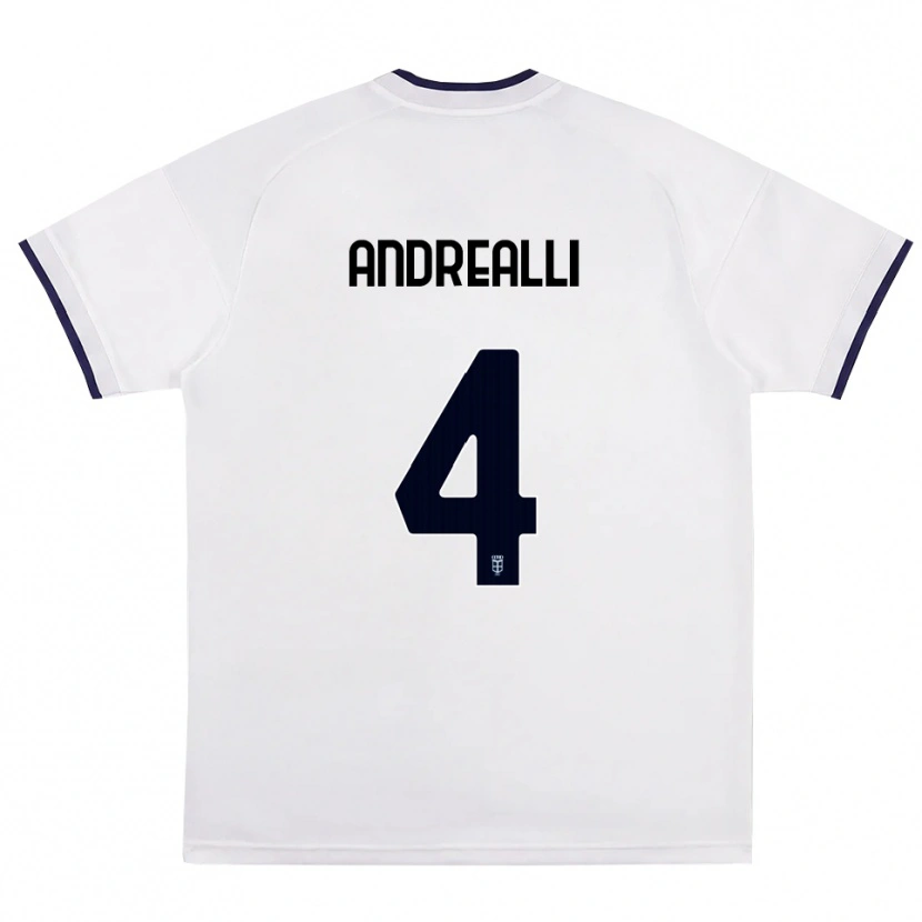 Danxen Kvinder Francesco Andrealli #4 Hvid Rød Kongelig Blå Udebane Spillertrøjer 2026/27 Trøje T-Shirt