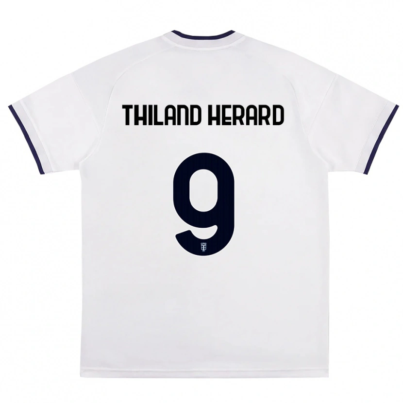Danxen Kvinder Robin Thiland-Herard #9 Hvid Rød Kongelig Blå Udebane Spillertrøjer 2026/27 Trøje T-Shirt