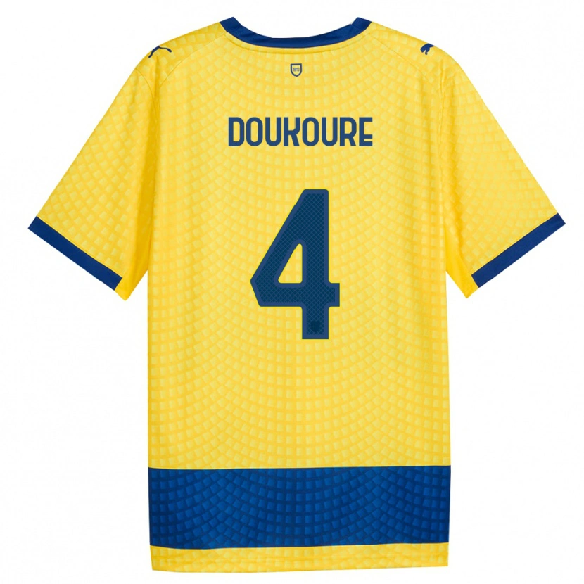 Danxen Kvinder Vamoussa Doukoure #4 Gul Blå Sort Udebane Spillertrøjer 2026/27 Trøje T-Shirt