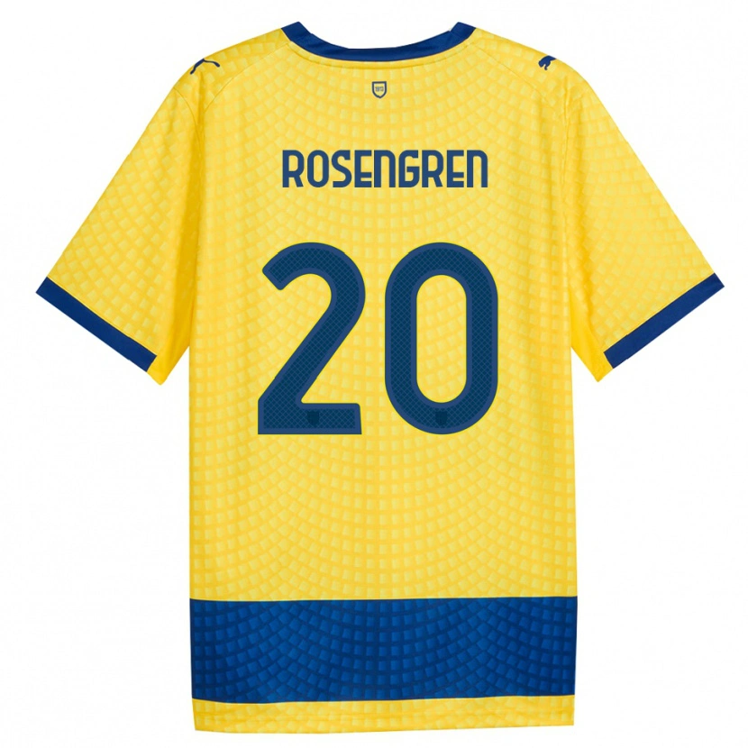 Danxen Kvinder Lukas Rosengren #20 Gul Blå Sort Udebane Spillertrøjer 2026/27 Trøje T-Shirt