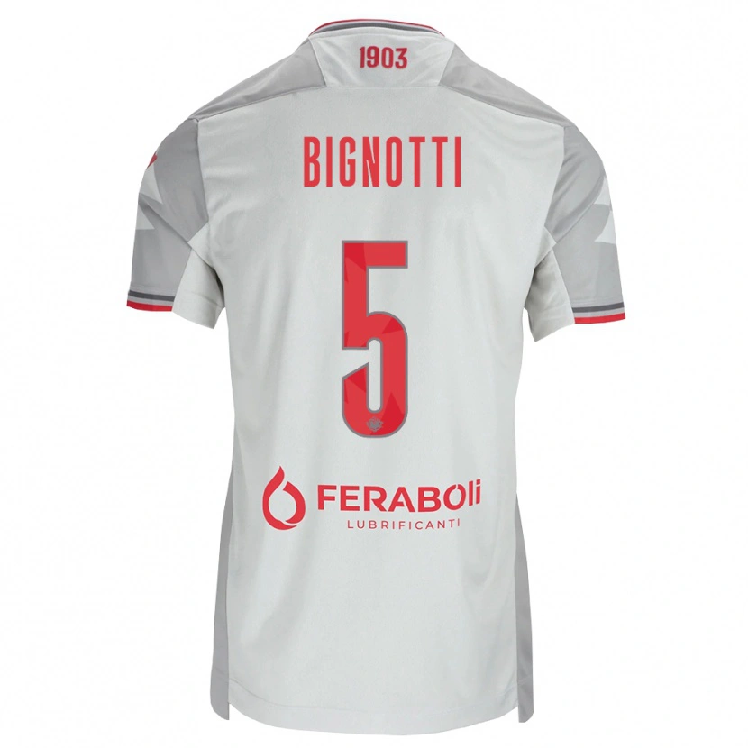 Danxen Kvinder Francesco Bignotti #5 Grå Hvid Rød Udebane Spillertrøjer 2026/27 Trøje T-Shirt