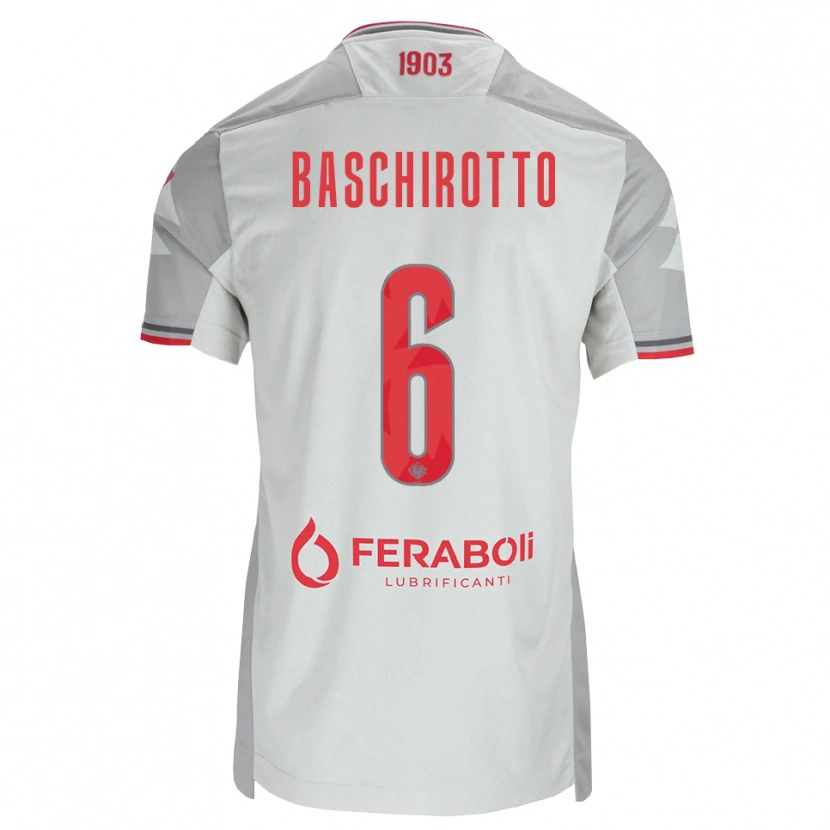 Danxen Kvinder Federico Baschirotto #6 Grå Hvid Rød Udebane Spillertrøjer 2026/27 Trøje T-Shirt