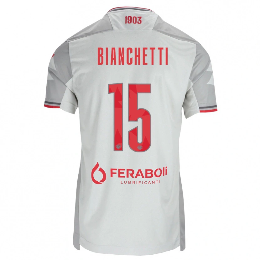 Danxen Kvinder Matteo Bianchetti #15 Grå Hvid Rød Udebane Spillertrøjer 2026/27 Trøje T-Shirt