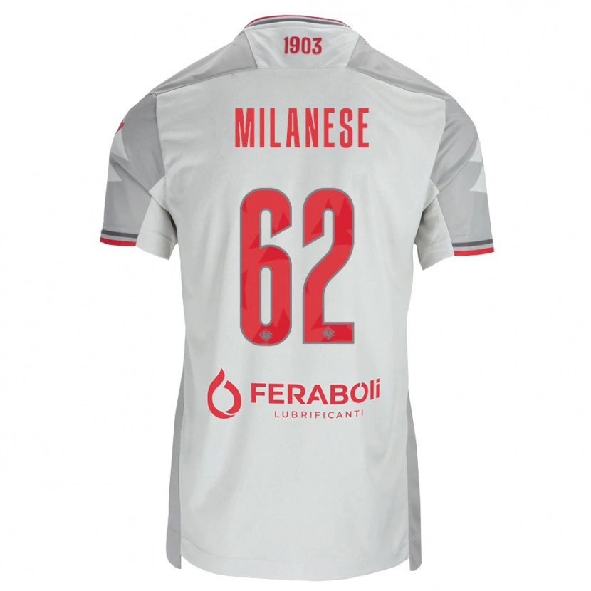 Danxen Kvinder Tommaso Milanese #62 Grå Hvid Rød Udebane Spillertrøjer 2026/27 Trøje T-Shirt