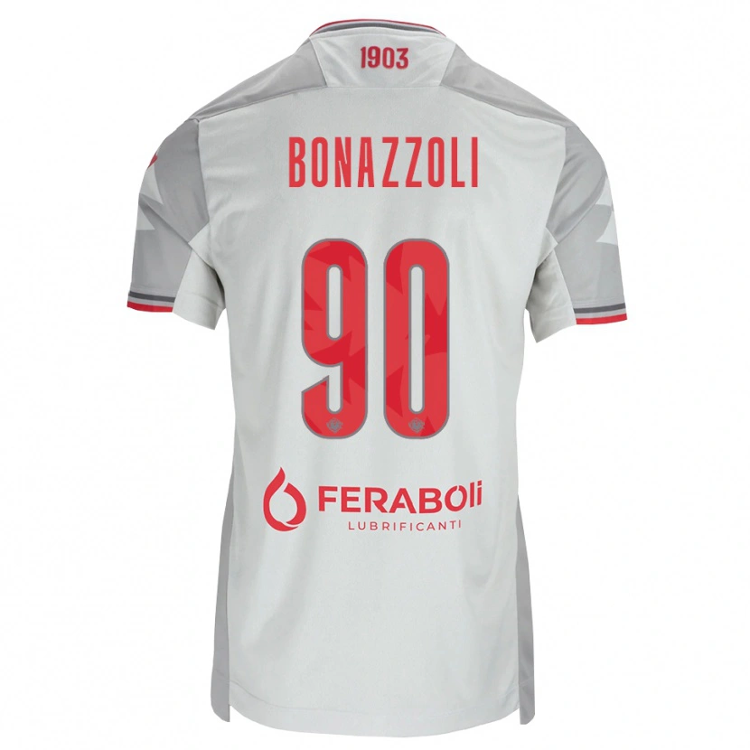 Danxen Kvinder Federico Bonazzoli #90 Grå Hvid Rød Udebane Spillertrøjer 2026/27 Trøje T-Shirt