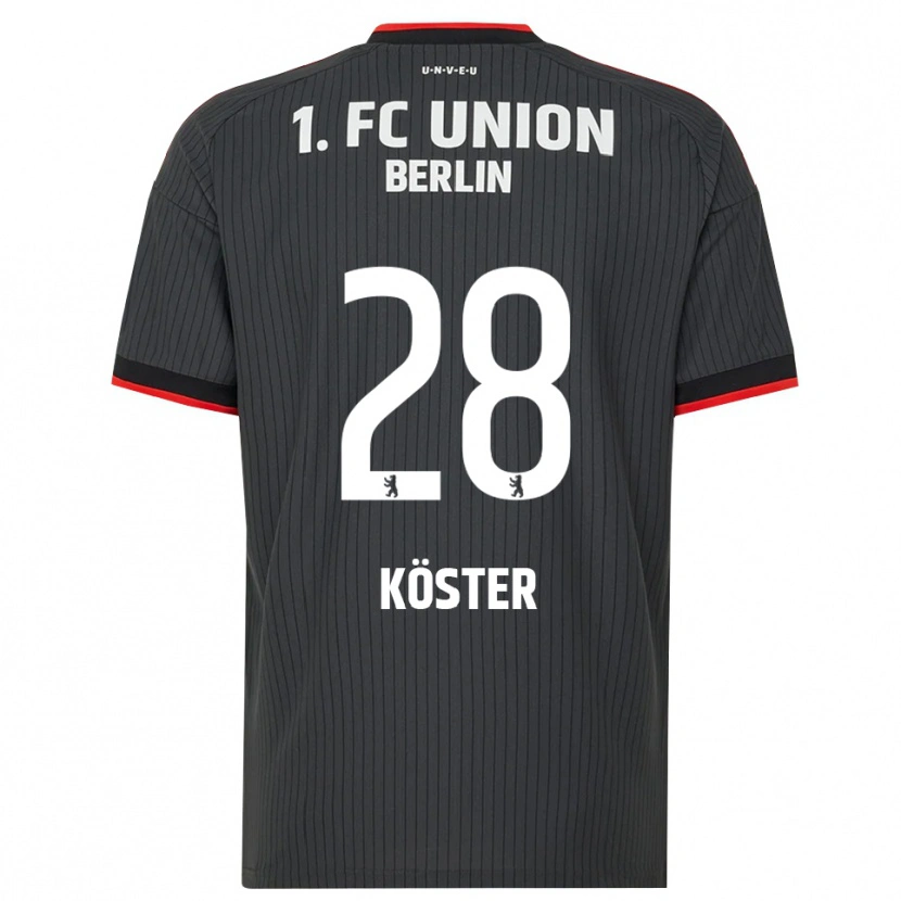 Danxen Kvinder Leonie Köster #28 Sort Hvid Rød Udebane Spillertrøjer 2026/27 Trøje T-Shirt