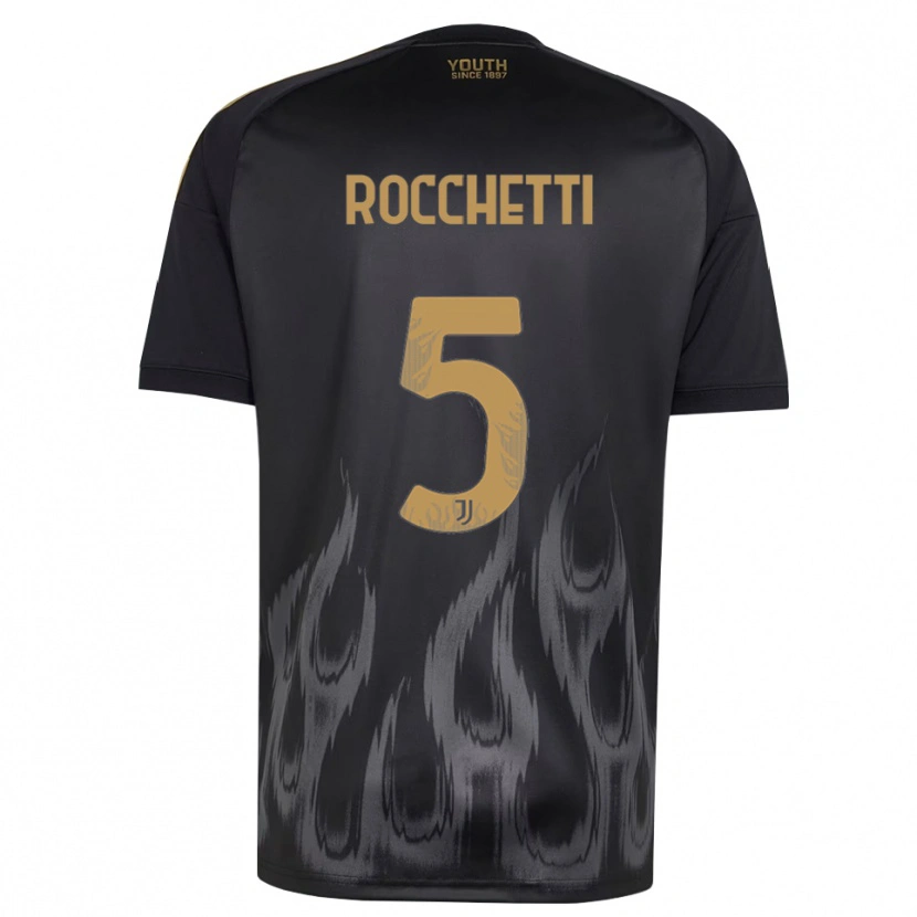 Danxen Kvinder Edoardo Rocchetti #5 Sort Brun Tredje Sæt Spillertrøjer 2026/27 Trøje T-Shirt