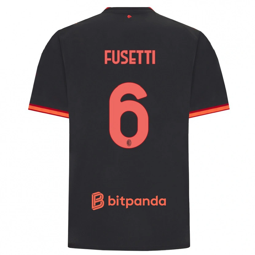Danxen Kvinder Laura Fusetti #6 Sort Rød Tredje Sæt Spillertrøjer 2026/27 Trøje T-Shirt