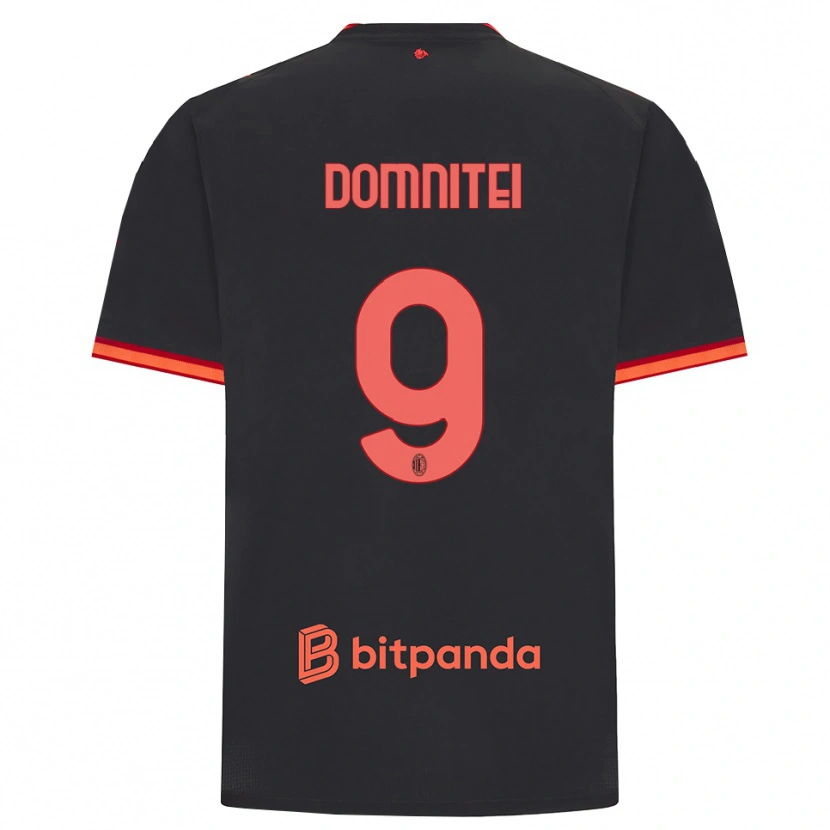 Danxen Kvinder Francesco Domniței #9 Sort Rød Tredje Sæt Spillertrøjer 2026/27 Trøje T-Shirt