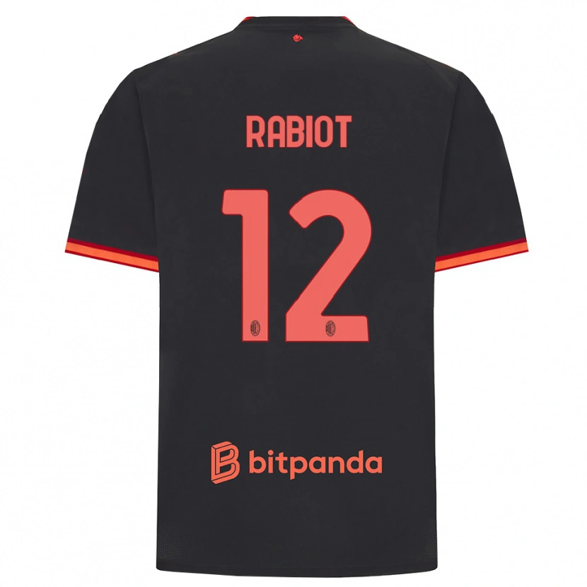 Danxen Kvinder Adrien Rabiot #12 Sort Rød Tredje Sæt Spillertrøjer 2026/27 Trøje T-Shirt