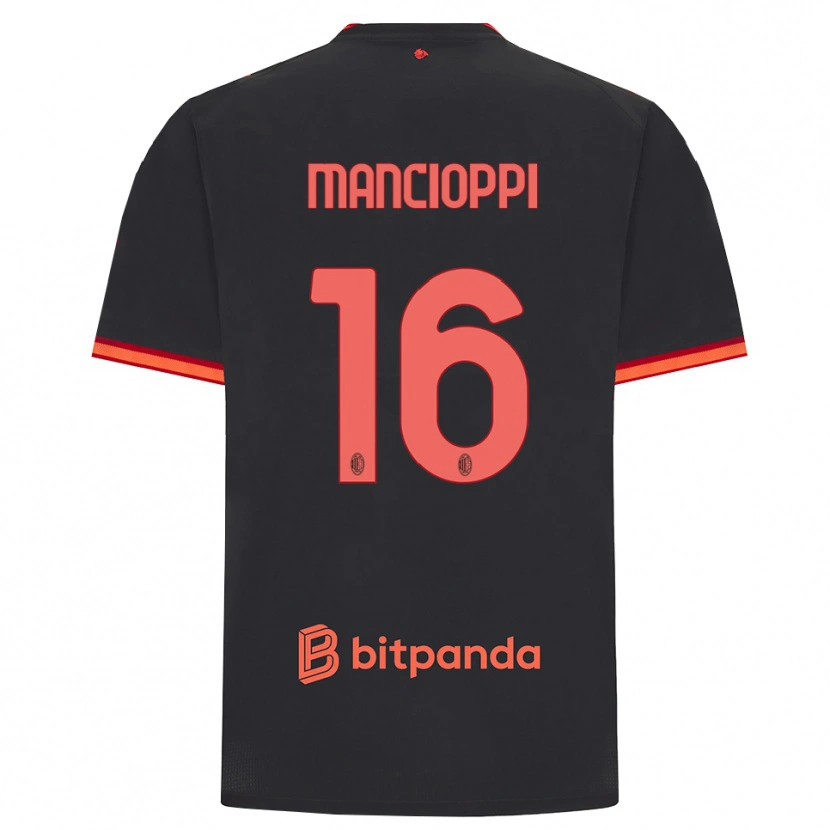 Danxen Kvinder Tommaso Mancioppi #16 Sort Rød Tredje Sæt Spillertrøjer 2026/27 Trøje T-Shirt
