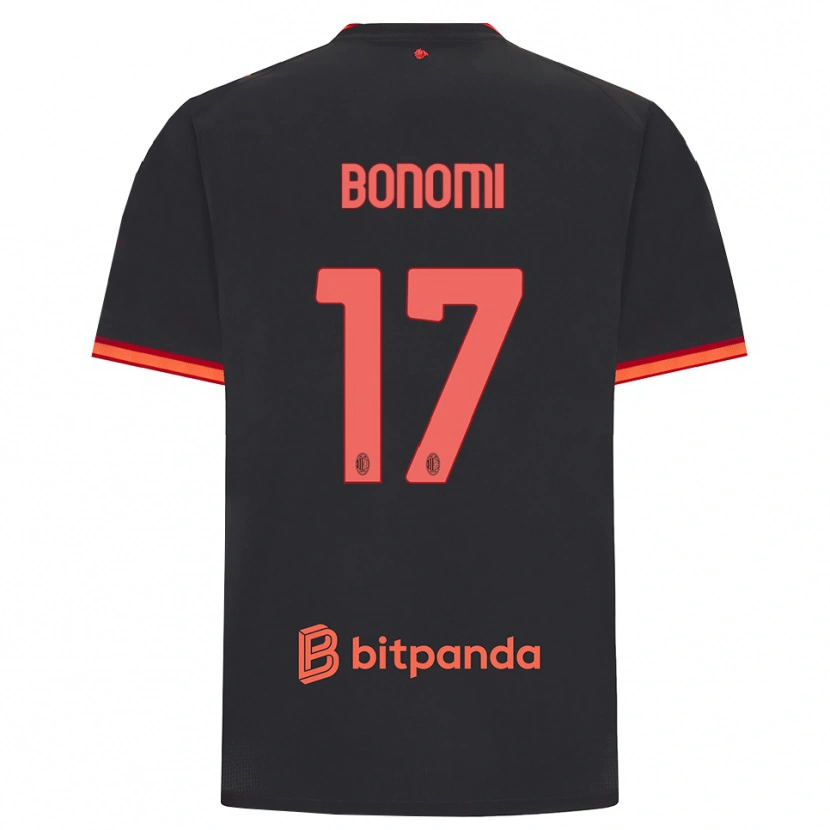 Danxen Kvinder Francesco Bonomi #17 Sort Rød Tredje Sæt Spillertrøjer 2026/27 Trøje T-Shirt