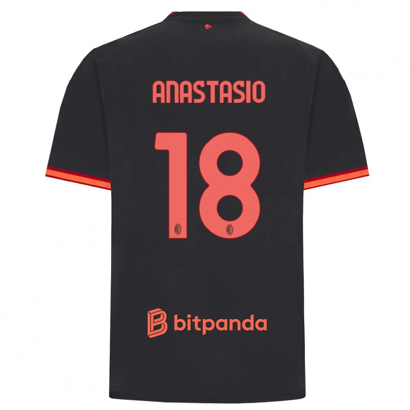 Danxen Kvinder Max Anastasio #18 Sort Rød Tredje Sæt Spillertrøjer 2026/27 Trøje T-Shirt