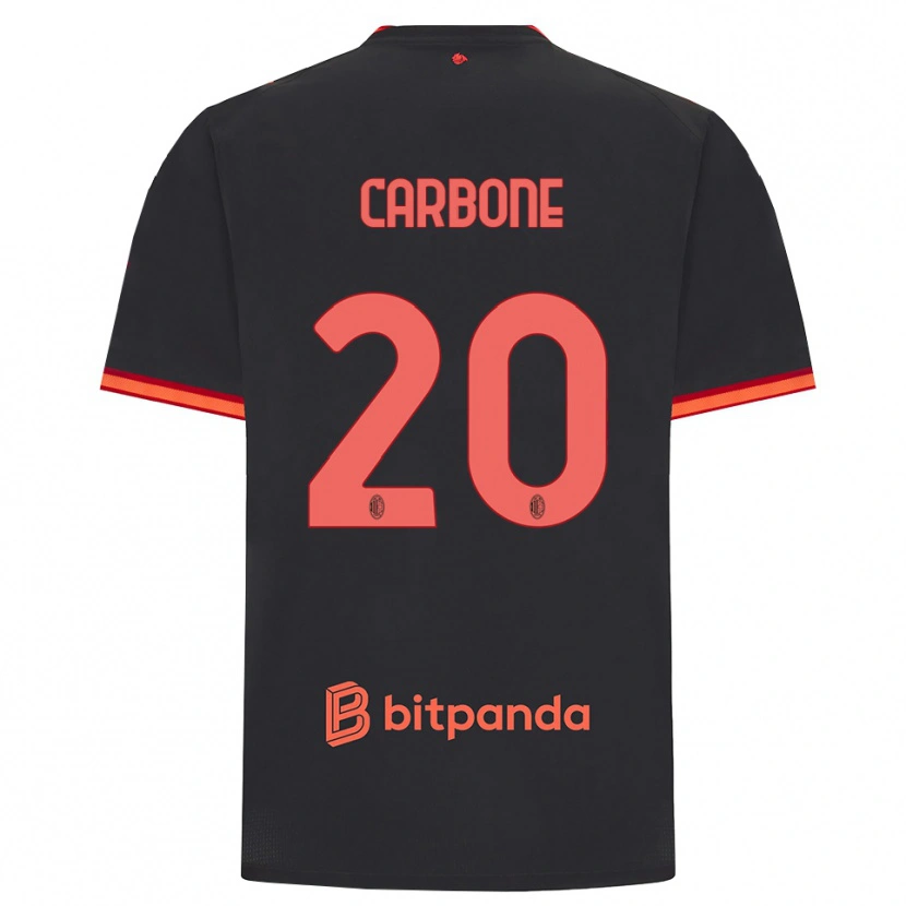 Danxen Kvinder Emanuele Carbone #20 Sort Rød Tredje Sæt Spillertrøjer 2026/27 Trøje T-Shirt