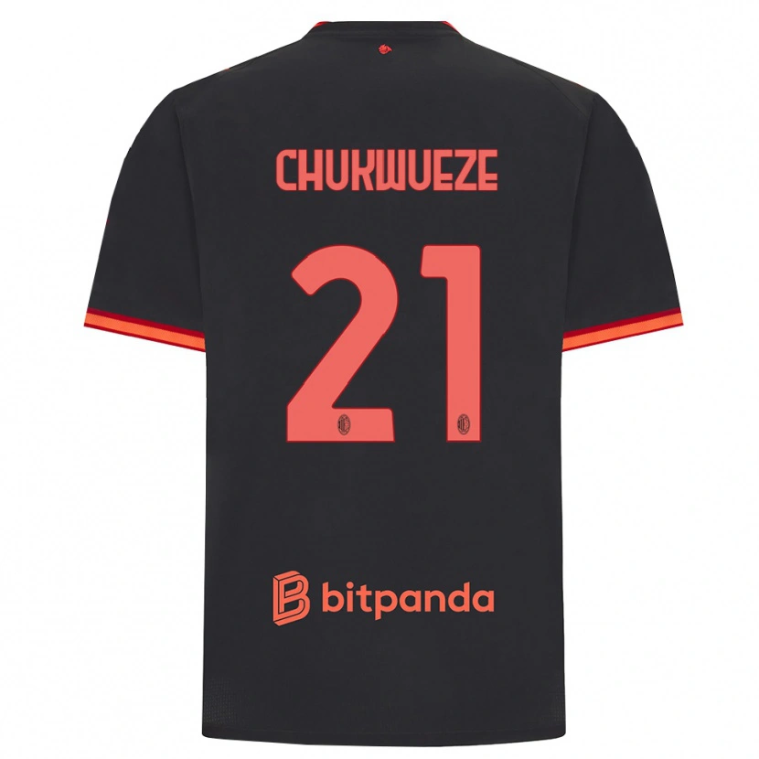 Danxen Kvinder Samuel Chukwueze #21 Sort Rød Tredje Sæt Spillertrøjer 2026/27 Trøje T-Shirt