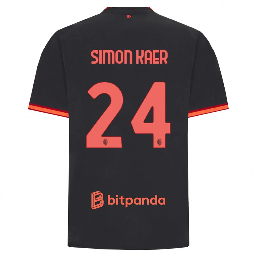 Danxen Kvinder Simon Kaer #24 Sort Rød Tredje Sæt Spillertrøjer 2026/27 Trøje T-Shirt
